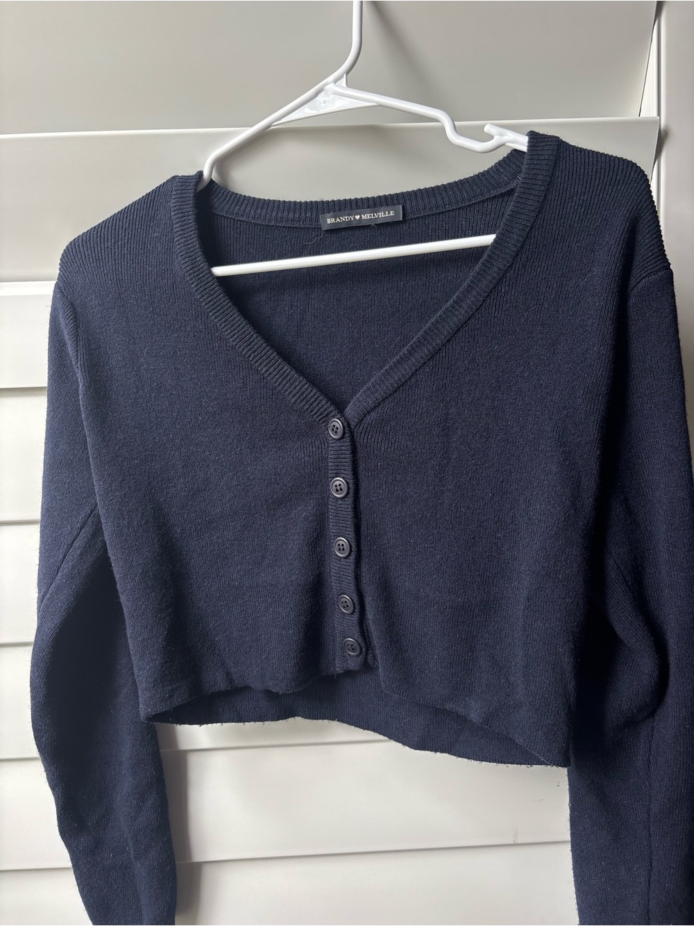 Brandy Melville Navy V-Neck Cropped Cardigan